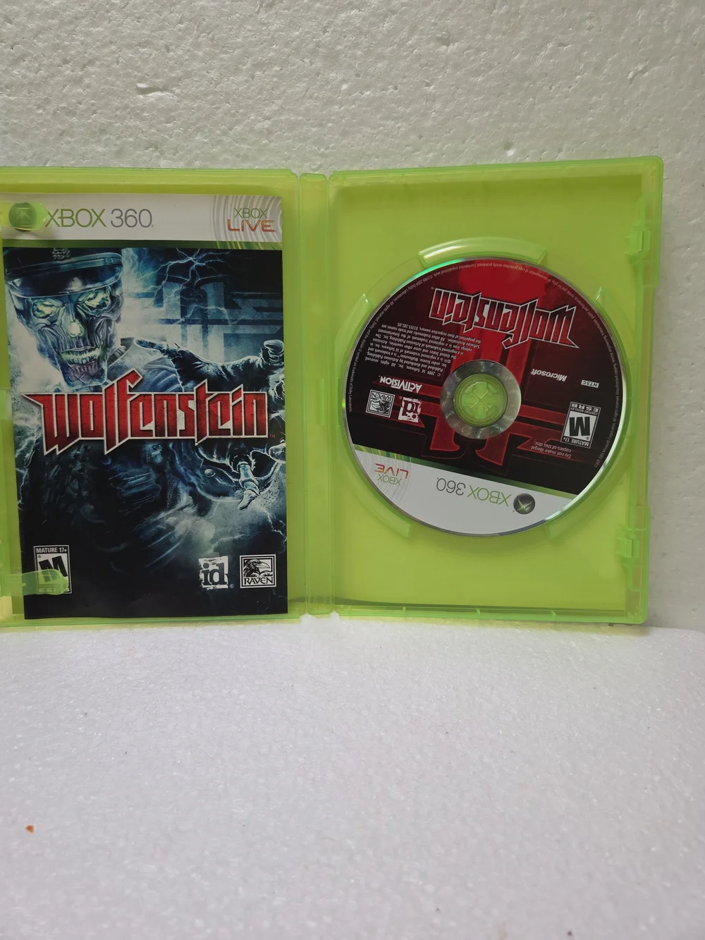 Wolfenstein Game - Green Case For XBOX 360